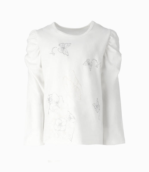 Polera niña con flores y mariposas