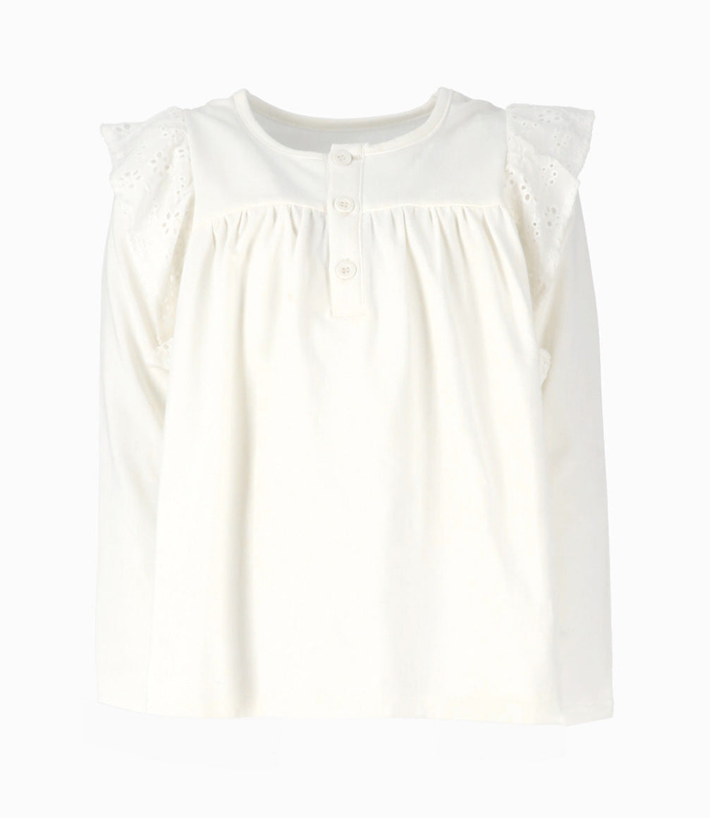 Polera niña con vuelos 2 años / Blanco