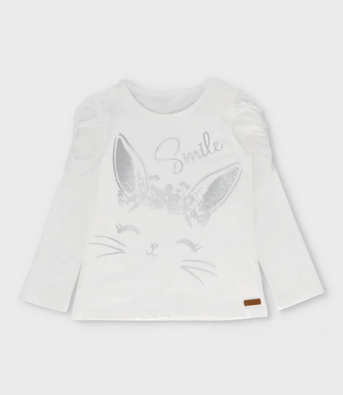 Polera niña con conejo 2 años / Blanco