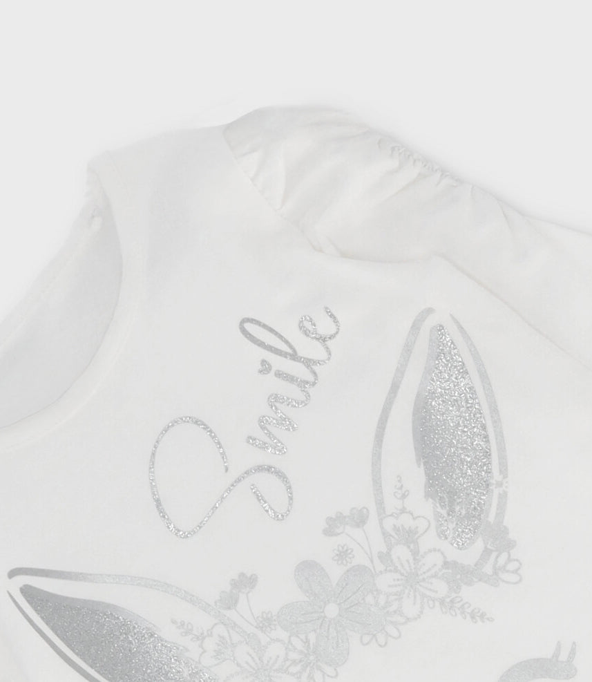 Polera niña con conejo 2 años / Blanco