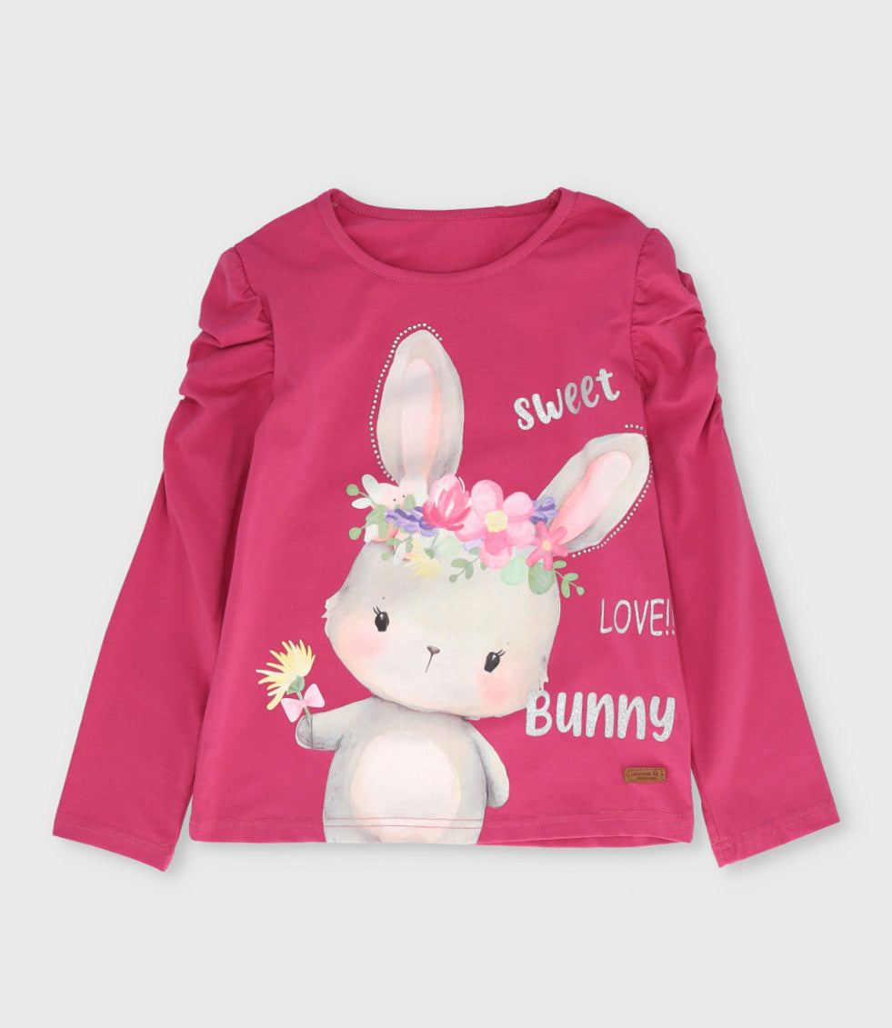 Polera niña con conejo 2 años / Burdeo