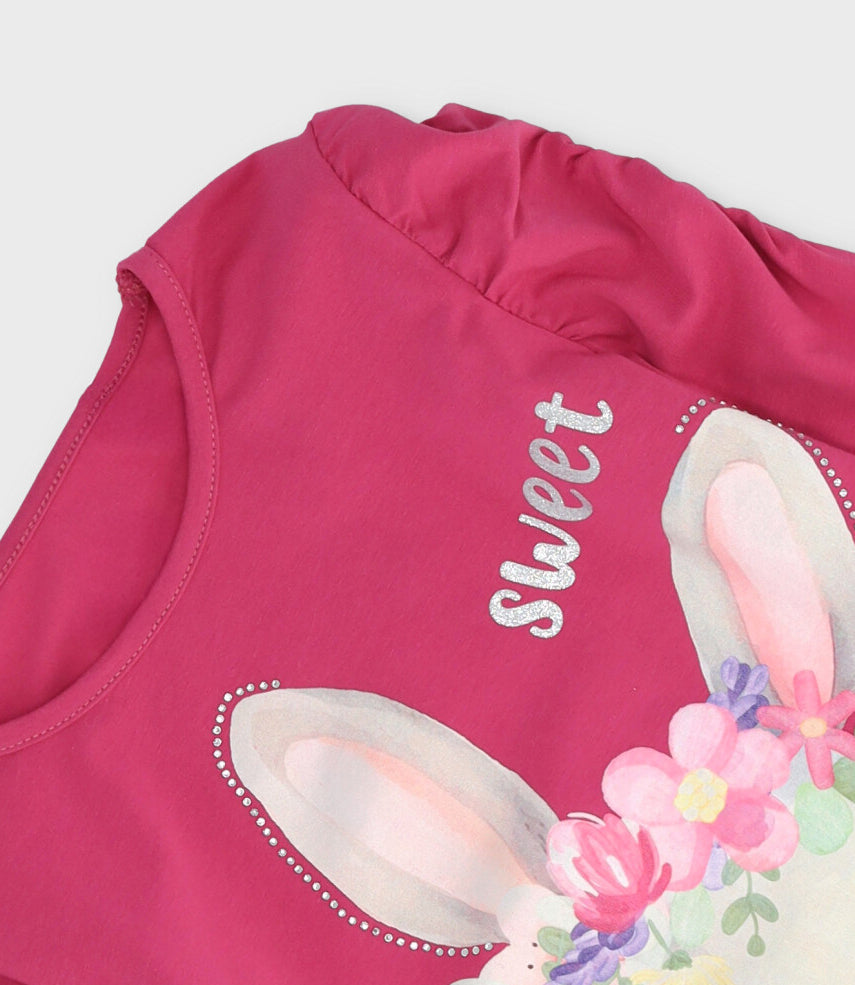 Polera niña con conejo 2 años / Burdeo