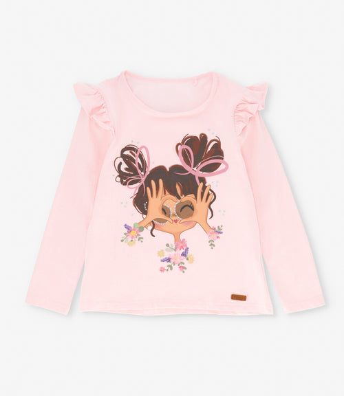 Polera niña con vuelos 2 años / Rosado