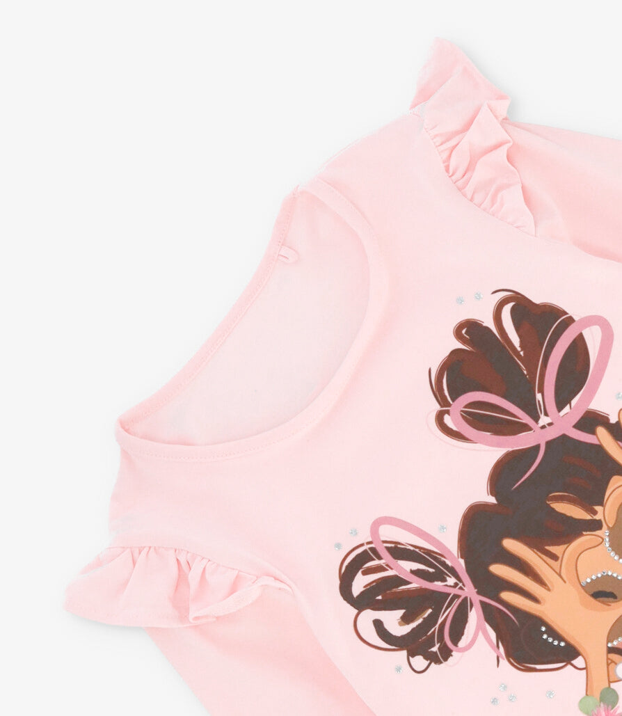Polera niña con vuelos 2 años / Rosado