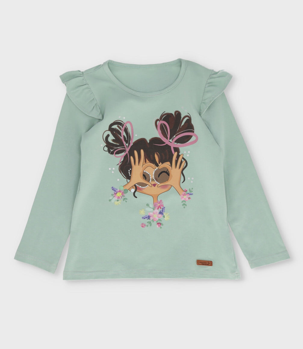 Polera niña con vuelos 2 años / Verde