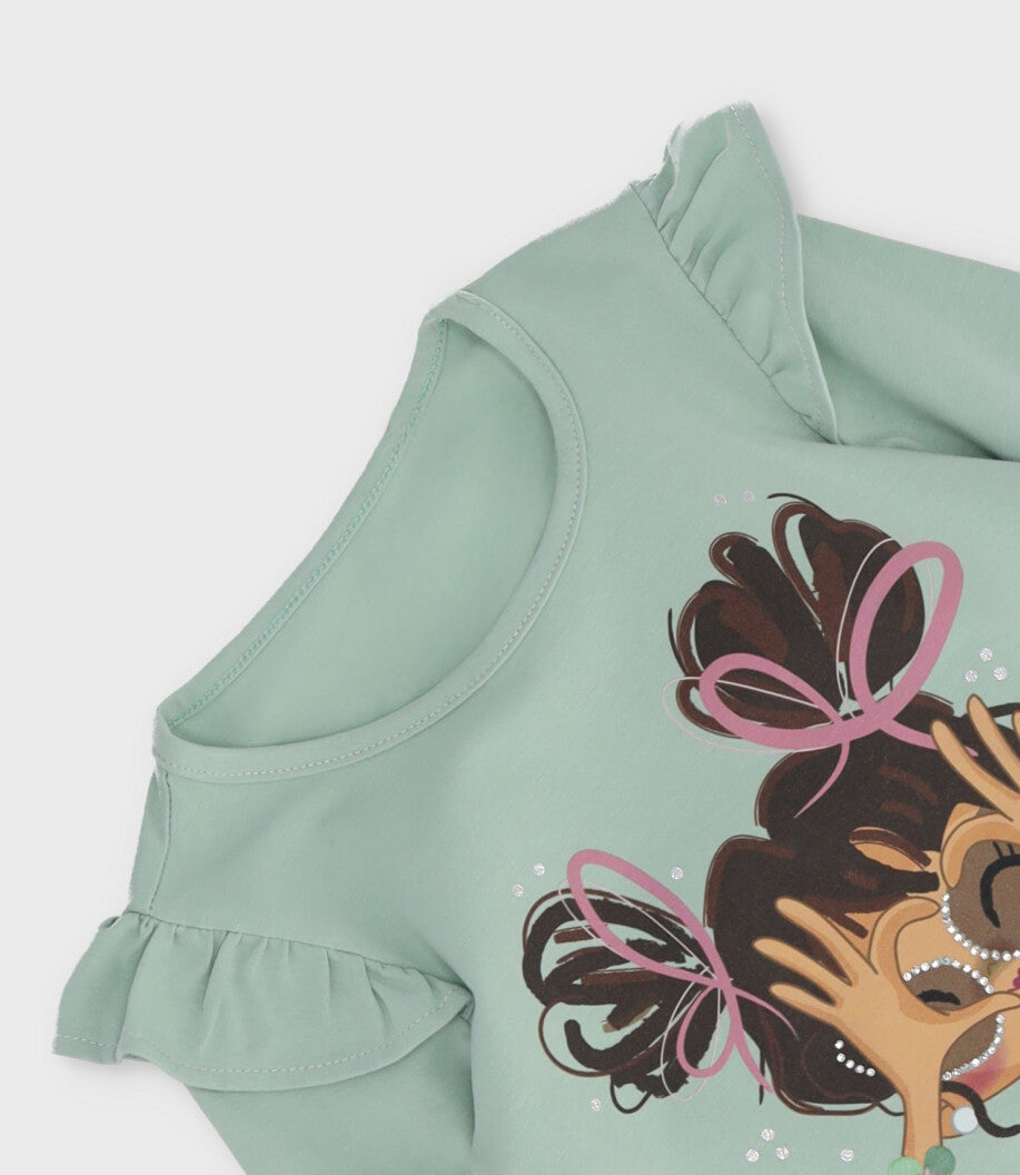 Polera niña con vuelos 2 años / Verde