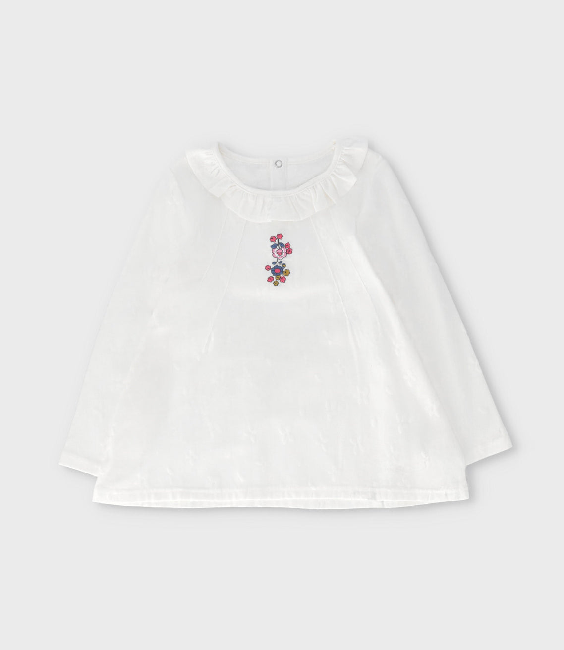 Polera niña flores bordadas 2 años / Blanco