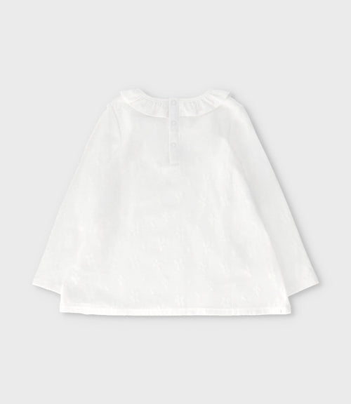 Polera niña flores bordadas 2 años / Blanco