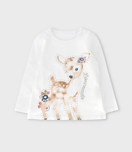 Polera niña con ciervo 2 años / Blanco