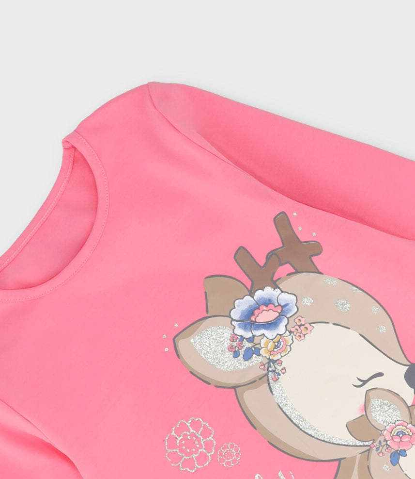 Polera niña con ciervo 2 años / Azul Marino