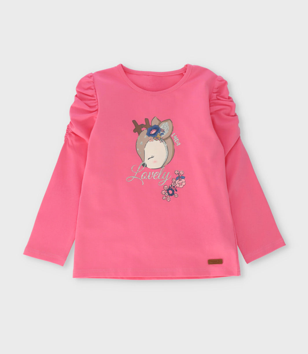 Polera niña con ciervo 2 años / Coral