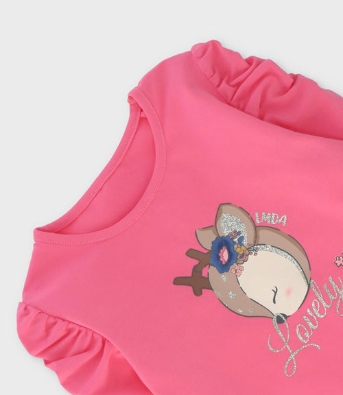 Polera niña con ciervo 2 años / Coral