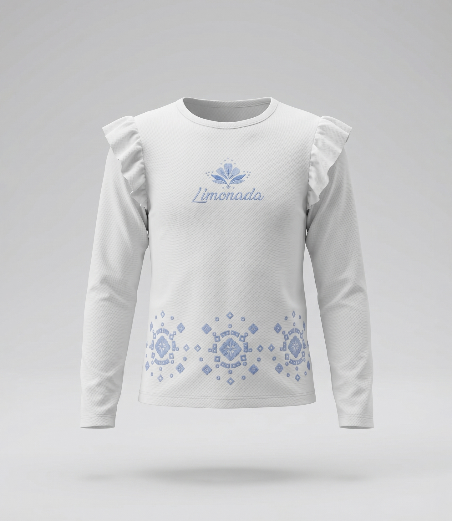 Polera niña acanalada con bordado 2 años / Crudo