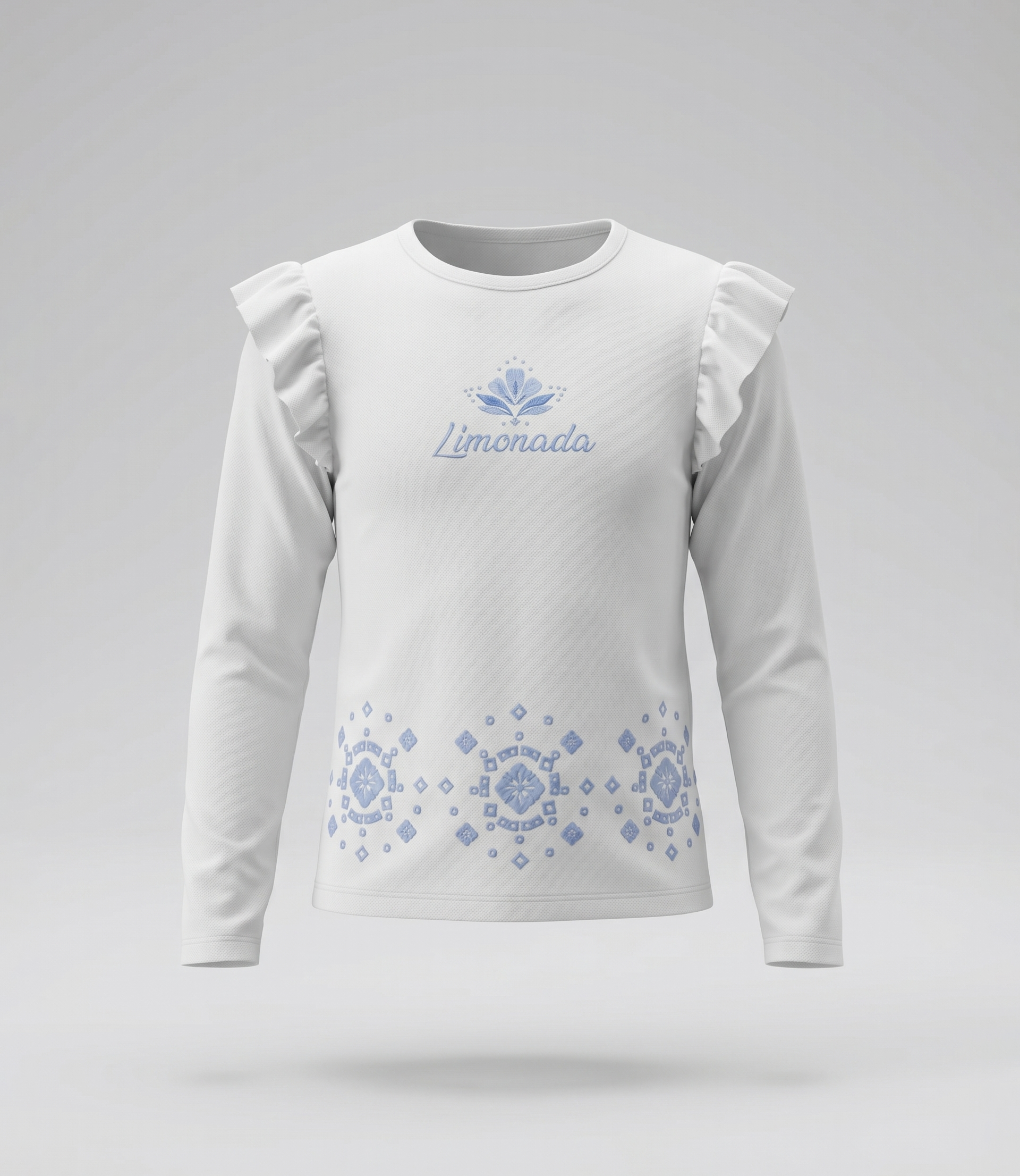 Polera niña acanalada con bordado 2 años / Crudo