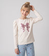 Polera niña con lazo de lentejuelas