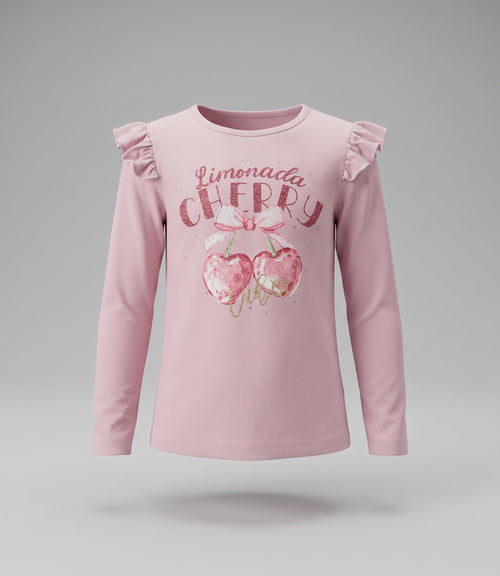 Polera niña con lazo y vuelos 2 años / Rosado
