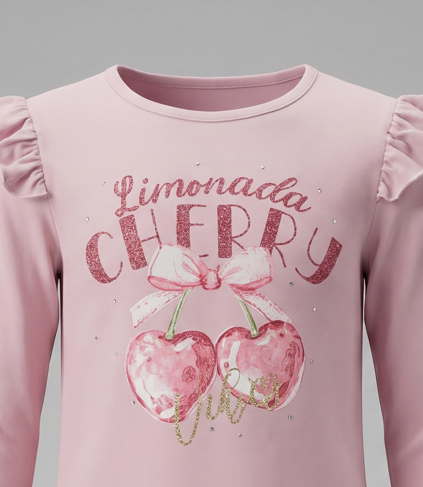 Polera niña con lazo y vuelos 2 años / Rosado