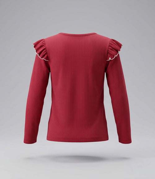 Polera niña con lazo y vuelos 2 años / Frambuesa
