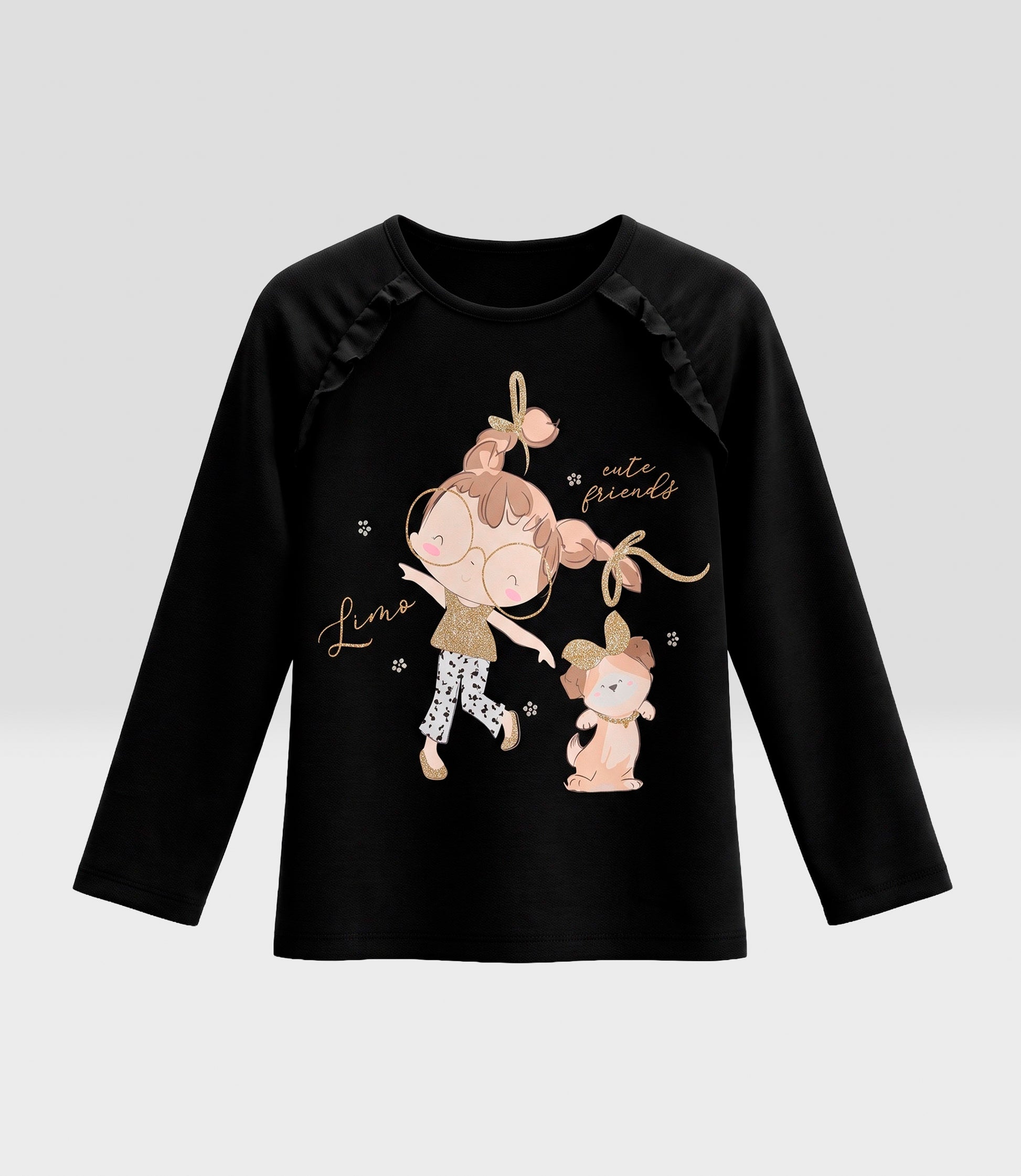 Polera niña con estampado 2 años / Negro