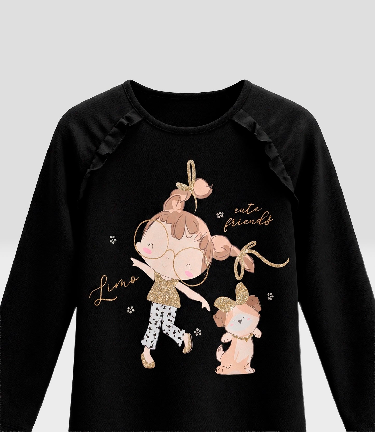 Polera niña con estampado 2 años / Negro