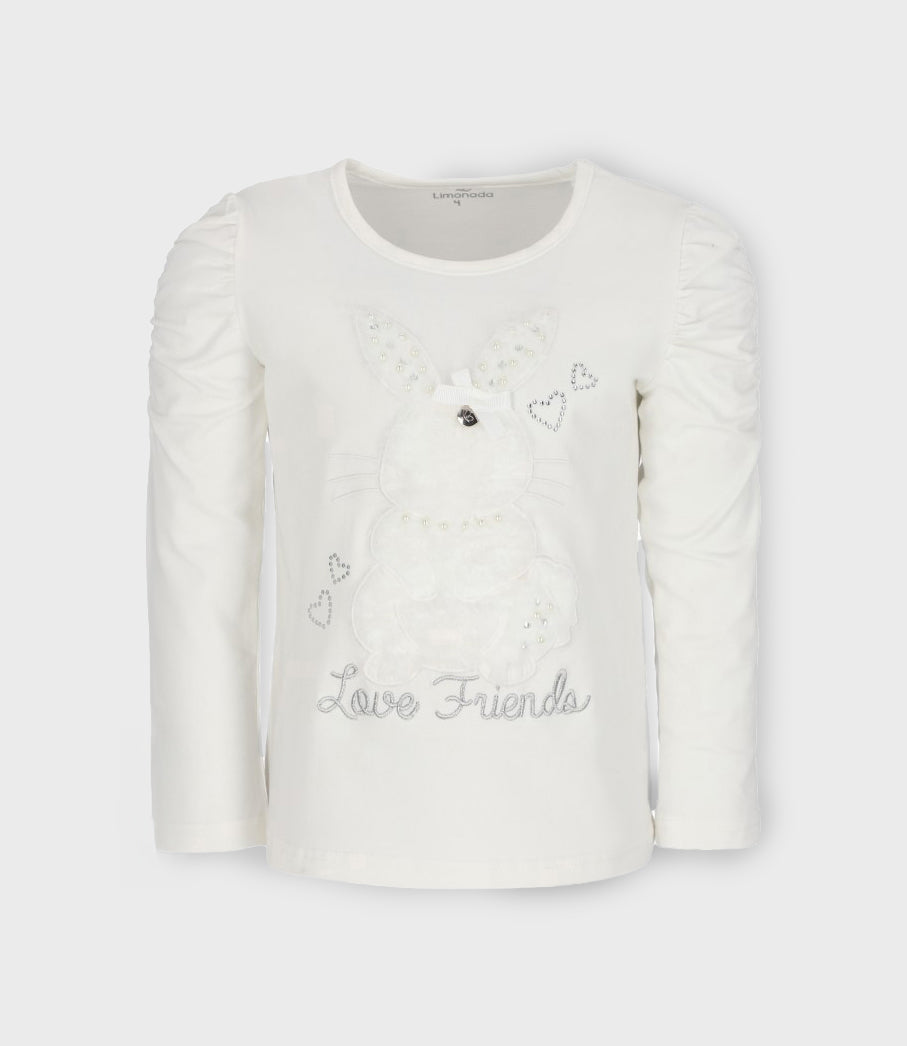 Polera niña con conejo 2 años / Blanco