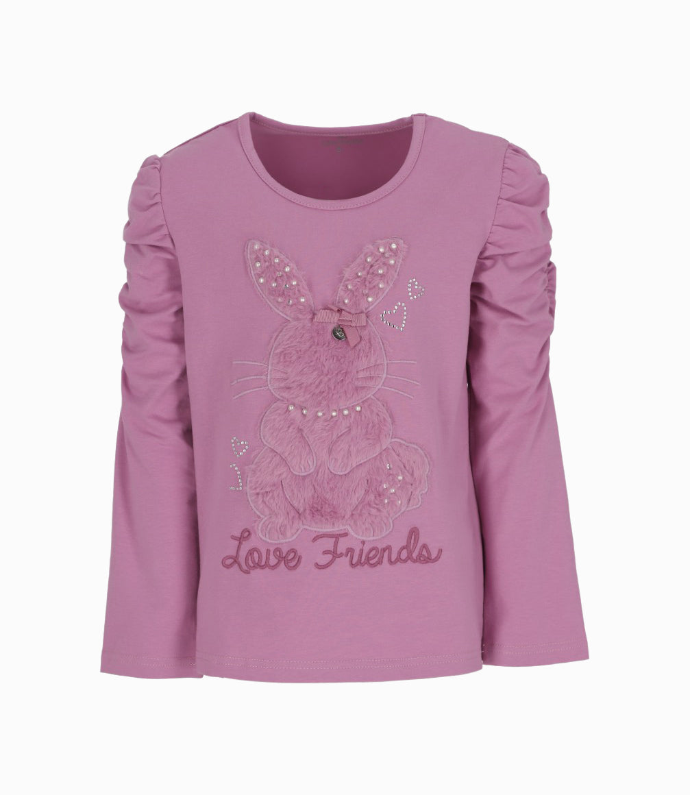 Polera niña con conejo 2 años / Blanco