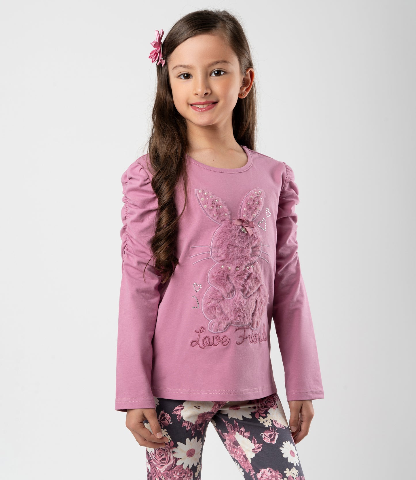 Polera niña con conejo 2 años / Blanco
