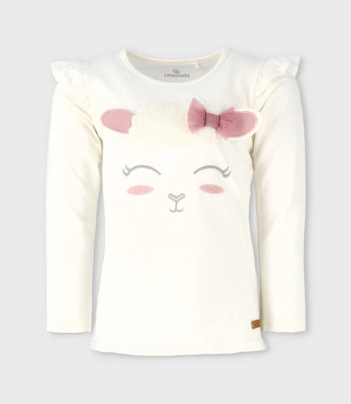 Polera niña con vuelos 2 años / Blanco
