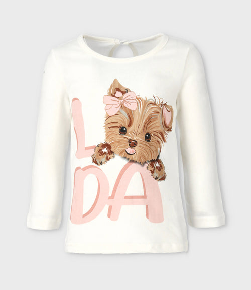 Polera niña con perrito 2 años / Blanco