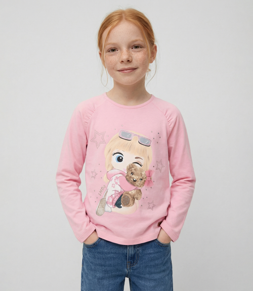 Polera niña con estampado 2 años / Rosado