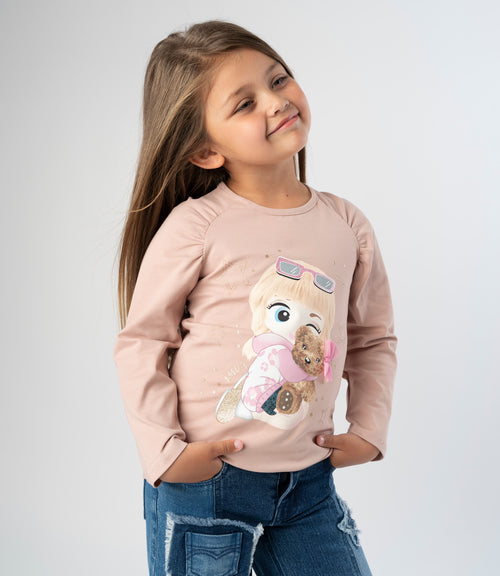 Polera niña con estampado