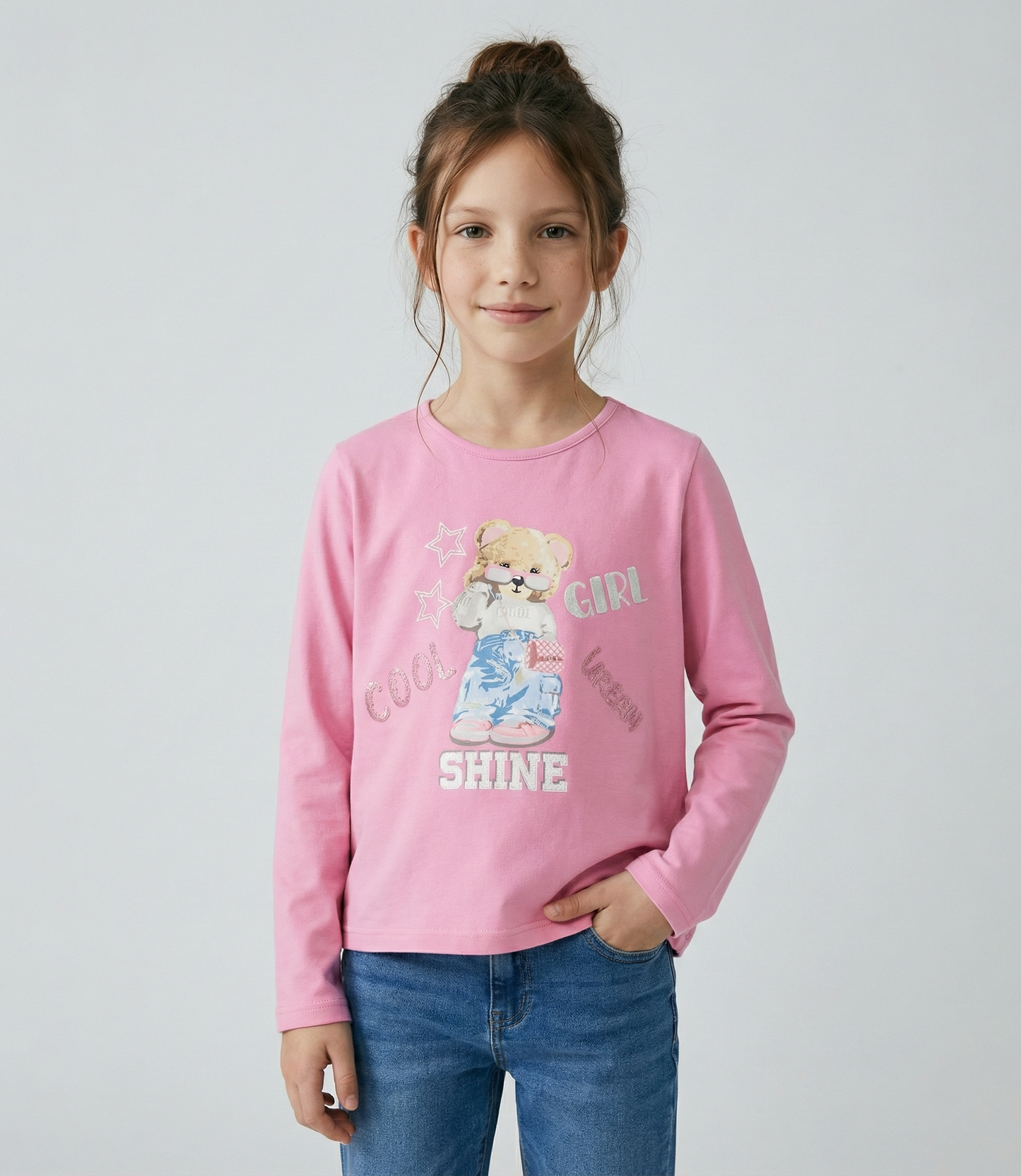 Polera niña con oso 2 años / Palo Rosa