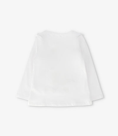Polera niña con estampado y vuelo 2 años / Crudo