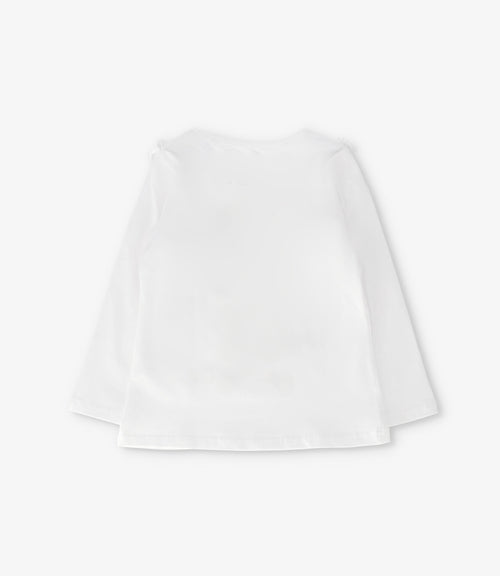 Polera niña con estampado y vuelo 2 años / Crudo