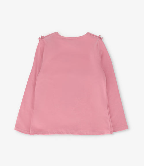 Polera niña con estampado y vuelo 2 años / Coral