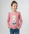 Polera niña con estampado y vuelo