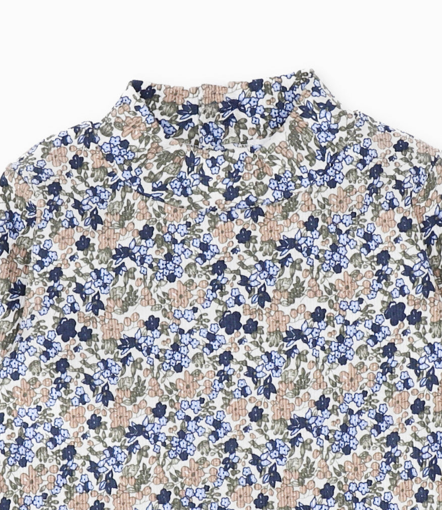 Polera niña beatle floreado 2 años / Azul Marino