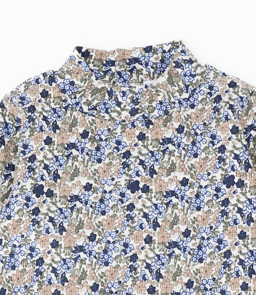 Polera niña beatle floreado 2 años / Azul Marino