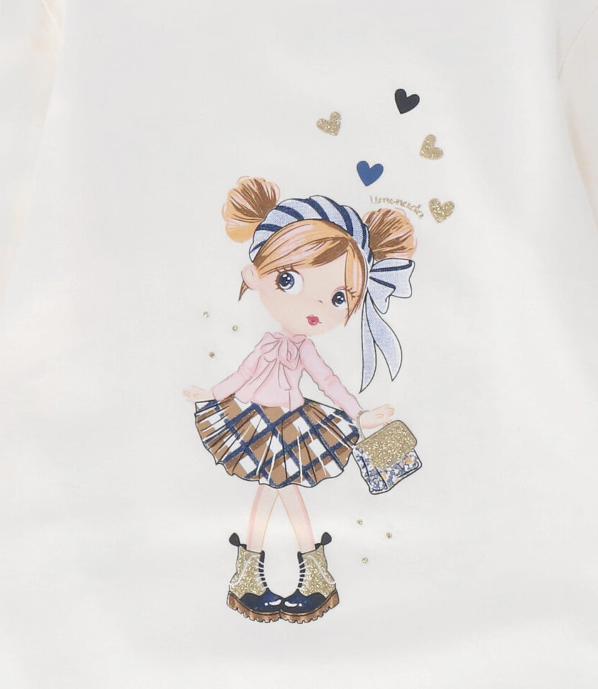 Polera niña básica con estampado 2 años / Crudo