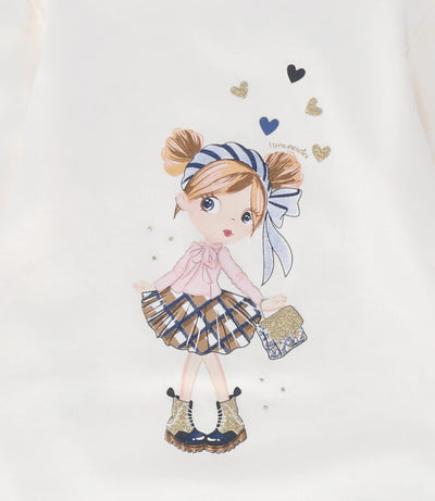 Polera niña básica con estampado 2 años / Crudo