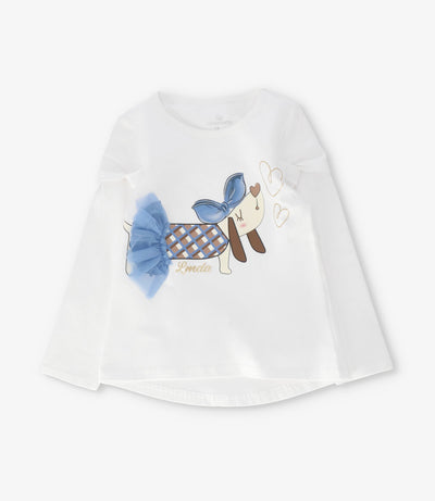 Polera niña con perro 2 años / Crudo