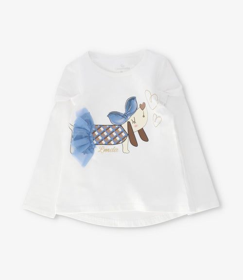 Polera niña con perro 2 años / Crudo