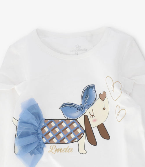 Polera niña con perro 2 años / Crudo