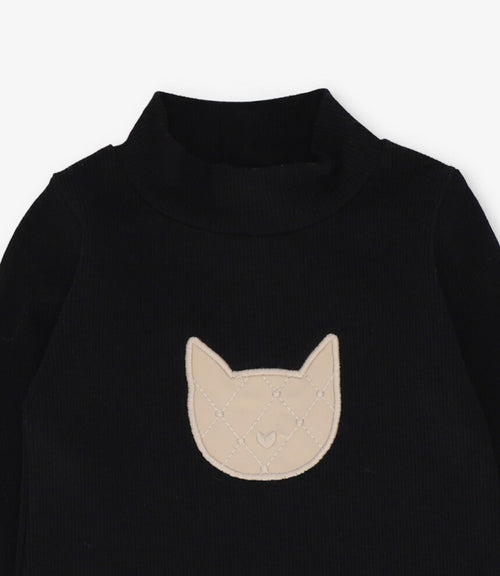 Polera niña con gato 2 años / Negro