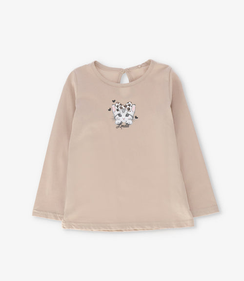 Polera niña con gato 2 años / Beige