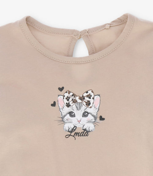 Polera niña con gato 2 años / Beige