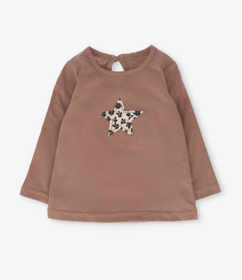 Polera niña con estrella animal print 2 años / Café