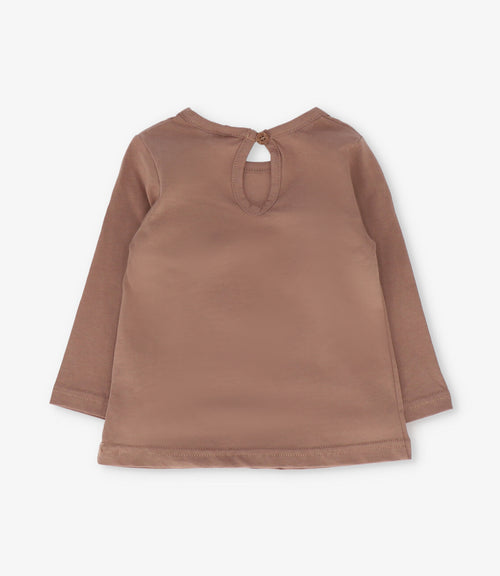 Polera niña con estrella animal print 2 años / Café