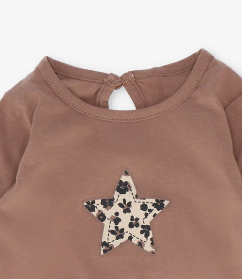 Polera niña con estrella animal print 2 años / Café