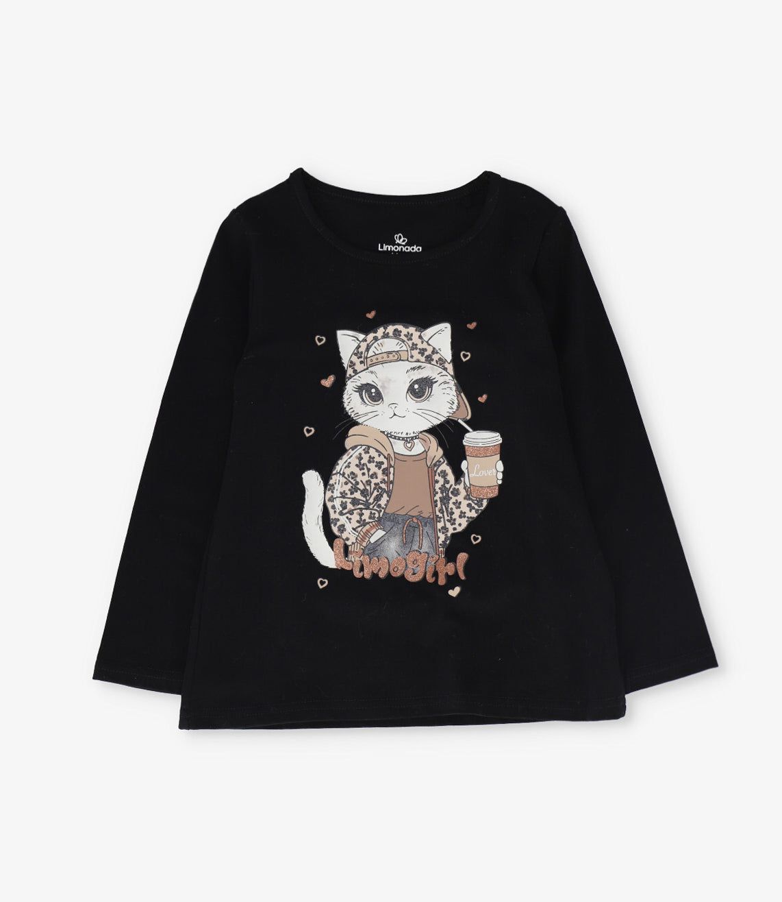 Polera niña con gato 2 años / Negro